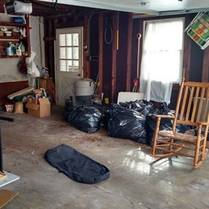 Garage full of junk ready to be recycled